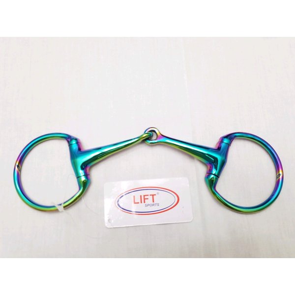 Lift Sports Rainbow Horse Bit Egg Butt Ring Snaffle Stainless Steel Multi Color Loose Ring Tack Equestrian (5 Inch)