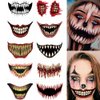 Halloween Temporary Horror Scary Mouth Tattoo Stickers Prank Props Makeup Costume Accessories Face Kit Men or Women Adults Kids Cosplay Party Masquerade
