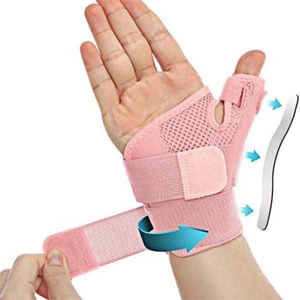 ahishfoneya Thumb Splint with Wrist Brace - Thumb Support Brace for Wrist Hand Thumb Stabilizer Fits Both Right Left Hand for Men and Women (Coral Rose)