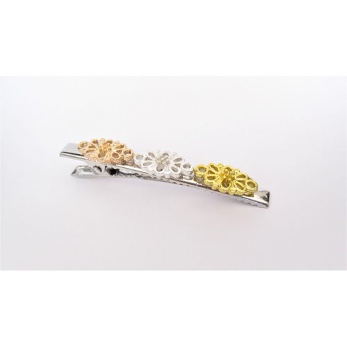 Generic Slim 2.25 inch silver rose gold filigree alligator hair clip fine thin hair