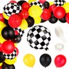 121 Pieces Balloon Garland Race Car Birthday Party Supplies Cars Theme Birthday Party Decorations Race Car Balloons Checkered Foil Balloons for Racing Car Birthday Decoration