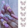 20Pcs Pink Star Butterfly Nail Charms Acrylic Nails, Shiny Crystals Five-Pointed Star Butterfly Nail Rhinestones Design Nail Art Jewels Nail Gems Accessories for Nail Art Supplies Manicure Craft DIY