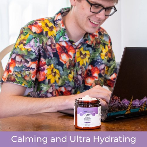 RaGaNaturals Calming Lavender Hand and Body Cream – Nourishing Mango Butter with Argan & Avocado Oil - All Natural, French Lavender Essential Oil, Vegan - Dry, Sensitive, Itchy Skin & Eczema - 8 Fl Oz