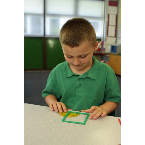 LEARNING ADVANTAGE GeoStix Basic Set - 80 Construction Sticks - 24 Activity Cards - 2 Protractors - Build 2D Shapes and Measure Angles - Teach Geometry with Construction