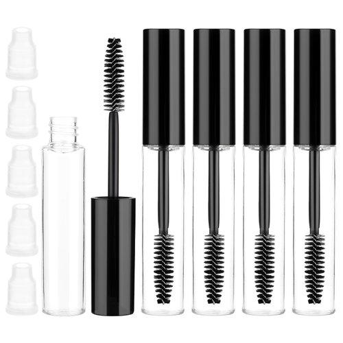 10ml Empty Mascara Tube,5 Pcs Mascara Tubes Empty for Castor Oil,Clear Mascara Tube with Wand,Empty Mascara Tube and Wand(black)