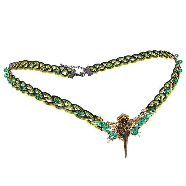 COTEEZA Green Celtic Fairy Crown - Medieval Retro Elf Adjustable Tiara Celtic V-Shape Gold Braided Headpiece Cosplay Retro Wing Fairy Circlet for Women and Men Renaissance Costume Headdress