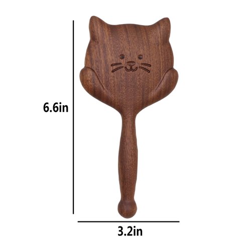 Sandalwood Hairbrush for Women Paddle Hairbrush with Bamboo Bristles Cute Animal Shaped Anti-Static Hair Brush for Curly Hair