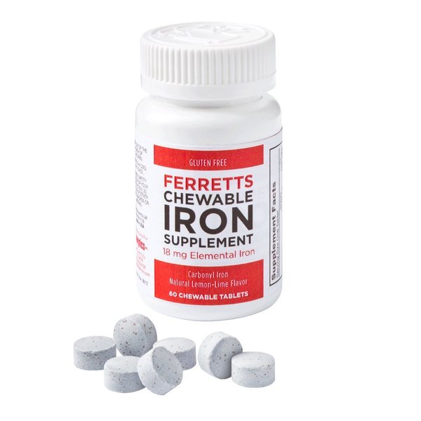 Pharmics Ferretts Chewable Iron Supplement, 60 Chewable Tablets, 18mg of Iron