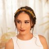 Formery Yellow Crystals Headband Gold Sparkle Flowers Crystal Beads Hair Band Party Prom Wedding Handmade Floral Beads Headpiece for Women and Girls