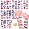 4th of July Tattoos Decorations 140Pcs USA Patriotic Temporary Tattoos for Kids Women American Flag Eagle Firework Shape Waterproof Face Body Fake Tattoos Sticker for Independence Day Party Supplies