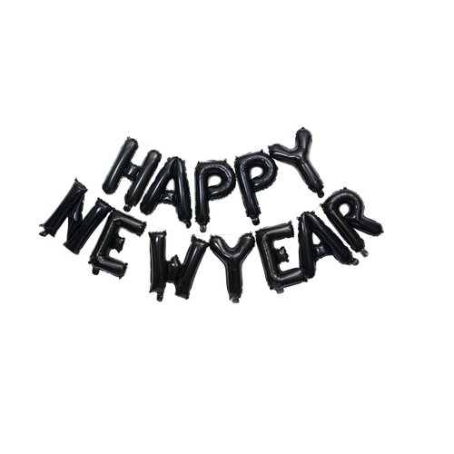 Black Happy New Year Balloons 2025, 16 Inch 2025 Balloons Numbers, New Years Eve Party Supplies 2025, NYE Decorations 2025, Happy New Year Decorations 2025 Black