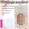 French Tip Press on Nails Medium Square Fake Nails Pink Glossy Acrylic Nails White Nail Tips Short False Nails with Summer Cute Flowers Designs Artificial Glue on Nails for Women Girls 24 Pcs