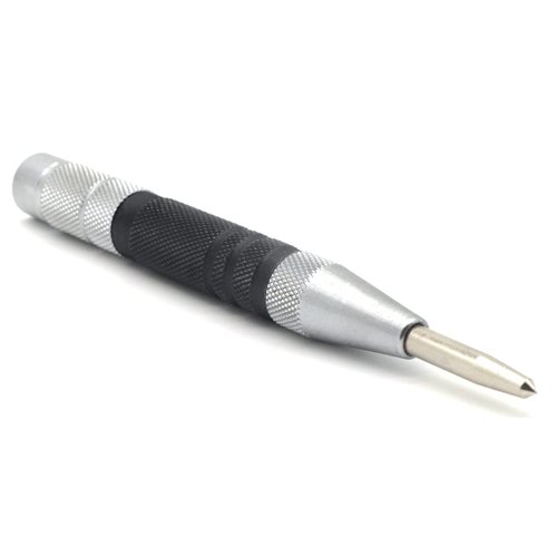 WHLLING 2-Piece Automatic Center Punch, 6 Inch Hardened Steel Spring Loaded Center Hole Punch with Adjustable Knurled Cap for Machinists and Carpenters