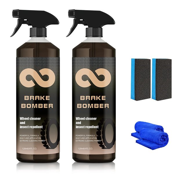 Brake Bomber Wheel Cleaner,Non-Acid Wheel Cleaner and Bug Remover,Perfect for Cleaning Wheels and Tires,Brake Dust Remover Rim Wheel Cleaner,Safe on Alloy,Chrome,and Painted Wheels(120ml*2PCS)