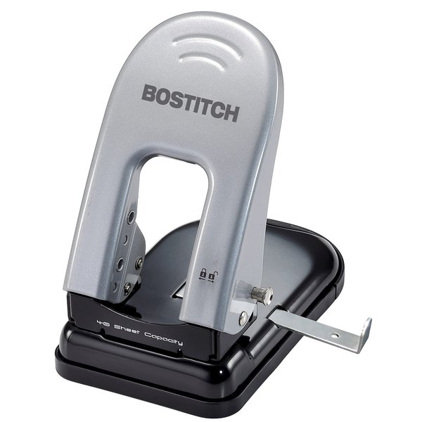 Bostitch Office Indulge 40 Reduced Effort 2-Hole Punch, 40 Sheets, Silver (2340)