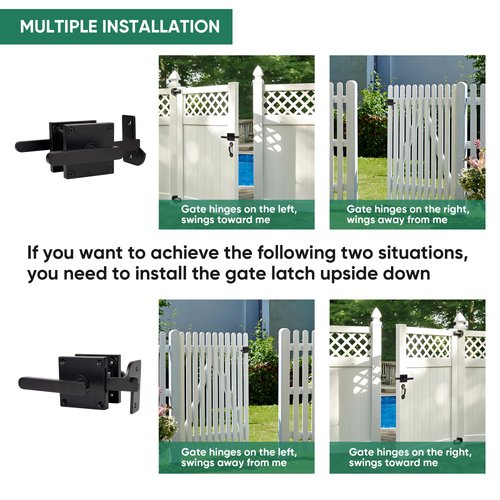 JUBEST Double Side Gate Latch, Heavy Duty Swinging Door Latch Gate Hardware for Outdoor Fence, Wooden Gates, Pool Gate, Backyard, Garden