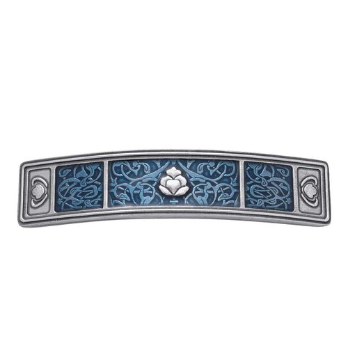 Danforth Tapestry Metal Hair Barrette (Blue) – Handcrafted Pewter Hair Barrettes For Women – 3 ½” Wide, Made In USA
