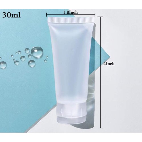 ericotry 24Pcs 30ml (1oz) Empty Translucent Plastic Cosmetic Lotion Tubes Bottles Shampoo Facial Cleaning Bottles Makeup Sample Soft Container Tube Bottle Vial Jar Pot Case with Flip Lid