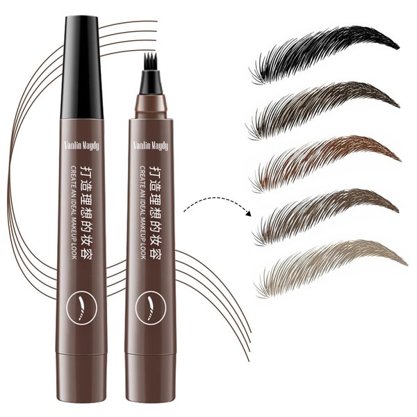 Eyebrow Pen | 2 Packs | Magic Eyebrow Pencils for Women, 3D 4-tip Microblading Eyebrow Pens for Easy Create Natural Brows | Waterproof and Smudge-proof (2, Dark Brown)