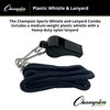 Champion Sports Plastic Whistle with Lanyard - 12 Pack