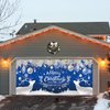 Trgowaul Christmas Garage Door Decorations, Blue Snowflake Holiday Large Christmas Garage Door Cover, Xmas Garage Door Banner, Happy New Year Outdoor Garage Party Supply Photography Background 7x16ft