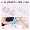 Etercycle 2 Set Nail Holder for Display Painting Nails - Aurora Acrylic Magnetic Practice Nail Stand Set - Fake Nail Holder for Press On Nails with Reusable Adhesive Putty (Transparent + Pink)