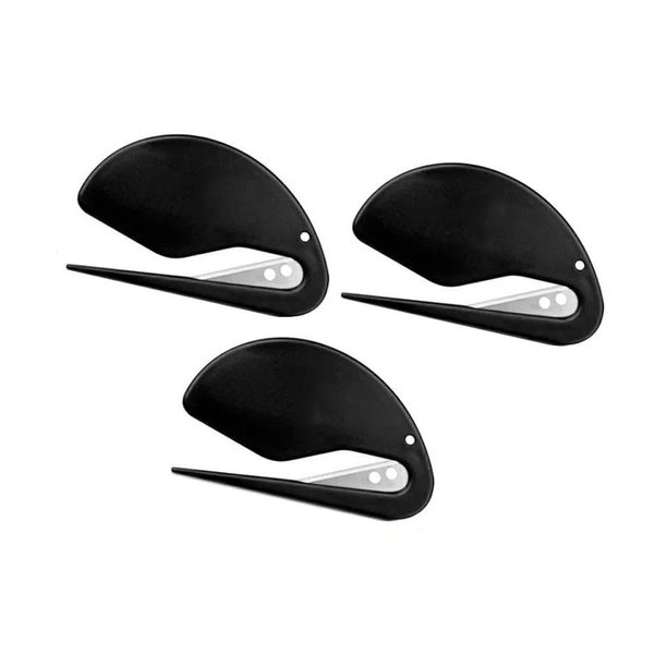 3 Pack Letter Openers Envelope Slitters, Plastic Mail Opener with Blade Paper Knife, Pure Black