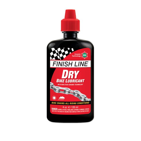 Finish Line DRY Teflon Bicycle Chain Lube, 4-Ounce Drip Squeeze Bottle