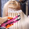 Hair Extensions Tool Set Fusion Heat Iron Connector Wand Hair Extensions Heat Tool with Fusion Glue Protector Templates Hair Clips Finger Protector 2 Bags Keratin Glue Granule Beads(Pink,)