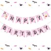 Halloween Happy Birthday Banner Pink Black Hanging Bunting Banner with Ghost Decorations for Halloween Themed Girls Birthday Party Supplies