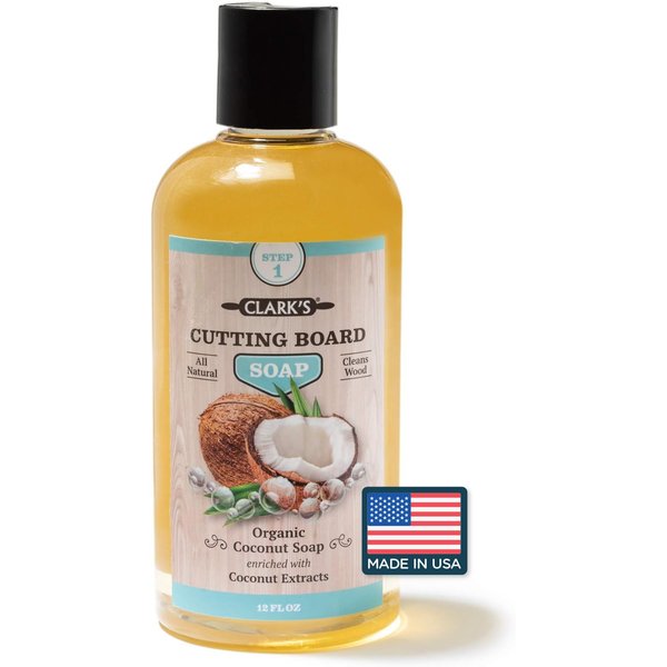 CLARK'S Cutting Board Refined Coconut Soap - Plant Based Food Safe Castile Soap For Countertops Butcher Blocks Bamboo And Utensils - Cleans And Restores Wood - Use Before Food Grade Mineral Oil