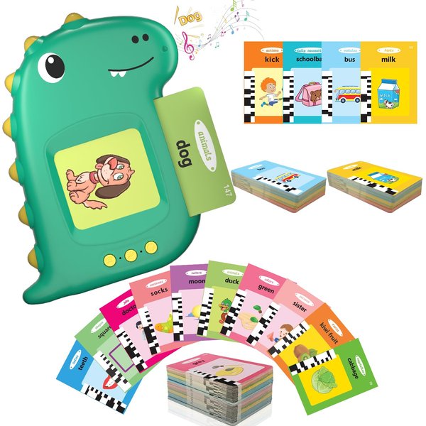 Ailyfu Kids Toddler Talking Flash Cards with 224 Sight Words, Interactive Toddler Learning Toys with Clear Pronunciation for 3-8 Year Olds, Speech Therapy Sensory Toys for Autistic Children (Green)