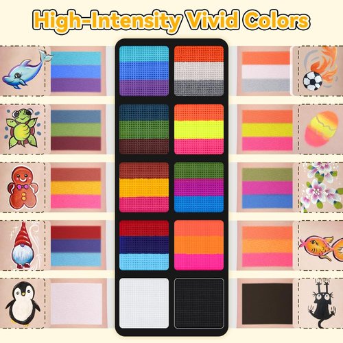 Janolia Face Painting Kit for Kids, Rainbow Split Cake Face Paint, Water Activated Face Paint Body Paint, One Stroke Split Cake Palette, Ideal Facepaint Makeup Kit for Kids Halloween Carnival Easter