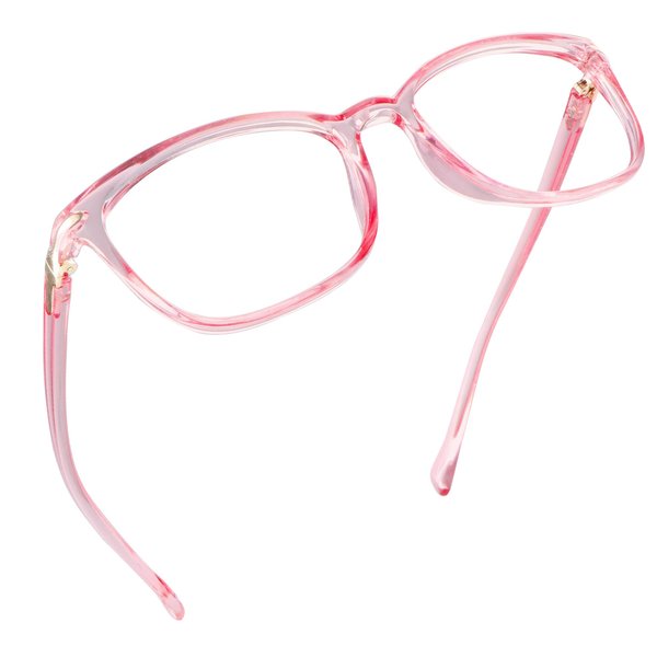 LifeArt Blue Light Blocking Glasses, Anti Eyestrain, Computer Reading Glasses, Gaming Glasses, TV Glasses for Women, Anti Glare (Clear Pink, 0.75 Magnification)