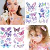 HOWAF 10 Sheets Glitter Butterfly Temporary Face Tattoos, Spring Fairy Flowers Tattoo Stickers for Face Eye Body, Glitter Butterflies Themed Tattoos Stickers for Birthday Party Favors Party Fillers