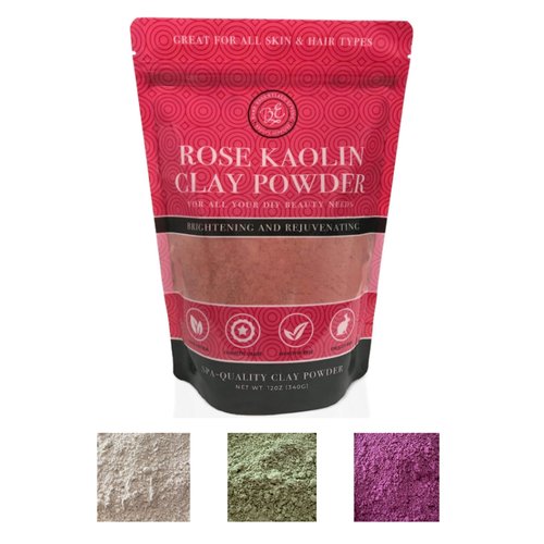 Bare Essentials Living - Pink Kaolin Clay Rose Powder (12 oz) 100% Natural Pink Powdered Clay for Seed Bombs, Pink Clay Mask for Face or for Colorant DIY Spa, Pink Rose Soap, Bath Bomb, Deodorant