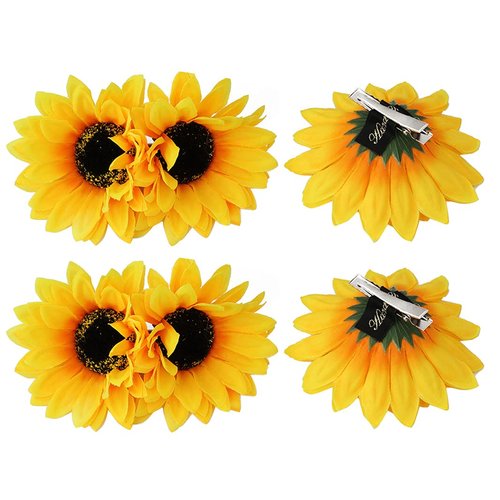 6PCS Sunflower Hair Clips Yellow Floral Alligator Hairpins Clamp Barrettes Hair Styling Accessories Tools for Women Girls Beach Summer Party