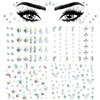 4 Sheets Face Eye Rhinestones Stickers Gems Jewels Rhinestones Self Adhesive Acrylic Pearls Hearts Star Crystal Face Stickers Makeup Tattoos Nail Stickers for Women Girls Halloween Christmas Festival