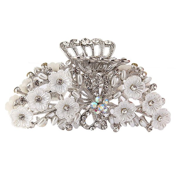Numblartd Chic Vintage Alloy Fancy Hair Claw Jaw Clips Pins - Women Rhinestone Crystal No-slip Hair Catch Clamp Hair Clips Hair Updo Grip Hair Accessories