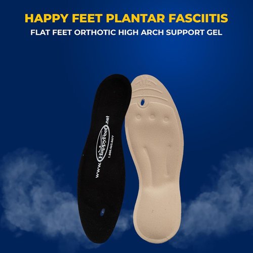 Happy Feet Plantar Fasciitis Flat Feet Orthotic High Arch Support Gel Insert Shoe Insoles for Mens and Womens (L)