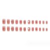 Gifiky Short Gradient False Nails Square Press on Nails Pearls Nails Tips Full Cover Butterfly Fake Nails for Women and Girls 24Pcs