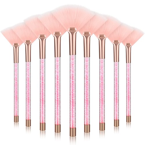 9 Pieces Facial Brushes Fan Mask Brushes, Soft Facial Applicator Brushes Tools for Peel Glycolic Mask Makeup for Mud Cream (Pink)