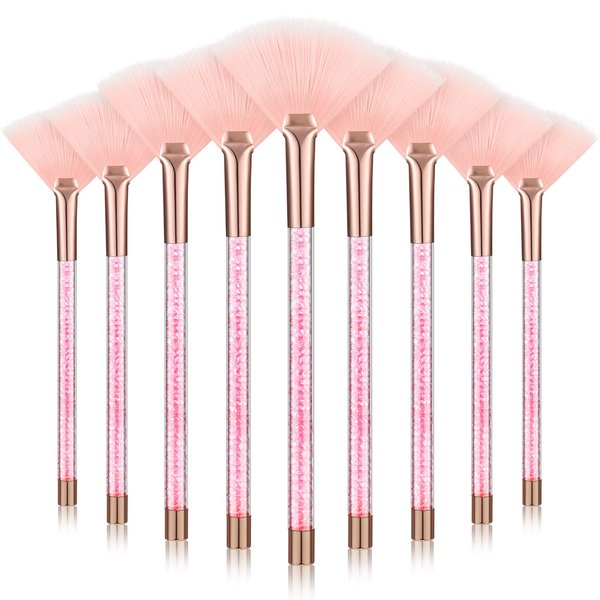 9 Pieces Facial Brushes Fan Mask Brushes, Soft Facial Applicator Brushes Tools for Peel Glycolic Mask Makeup for Mud Cream (Pink)