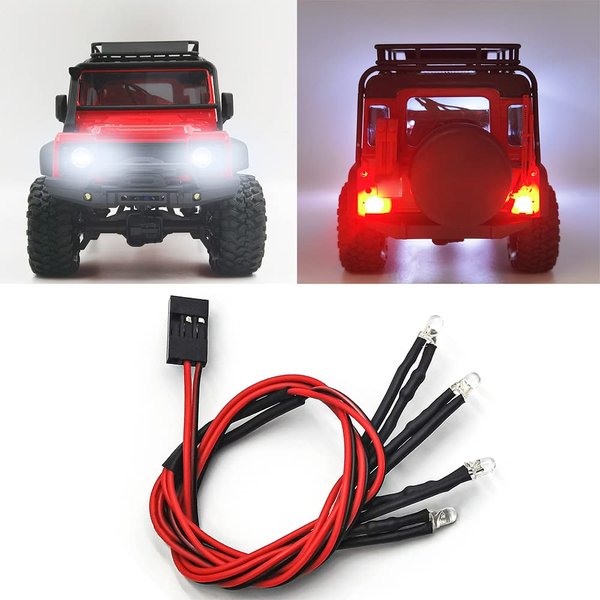 RCHUBAM Front and Rear LED Lights Spotlight Headlights Taillight for 1/18 TRX4-M Bronco Defender RC Crawler