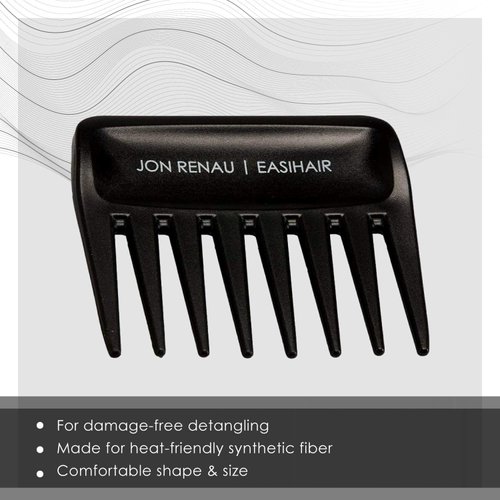 Jon Renau Wide Tooth Comb - Detangling Comb For Synthetic, HD Fiber & Human Hair (3-Pack)