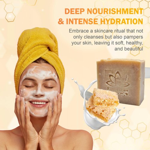 Relaxcation 3 GOAT MILK SOAP BARS - FRESH GOAT MILK | Vitamin A B3 Potassium Zinc and Selenium | Very Soft, Moisturizing, Cleansing | Cold Process Natural Soap Bar | Made in USA 100% Handmade