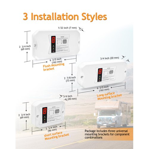 VITITE RV Propane Gas Detector, Digital RV Propane/LPG Gas Alarm, DC 12V - Designed for Motorhome Travel. 85dB Alarm; (Surface ＆ Flush Mount- White R501)