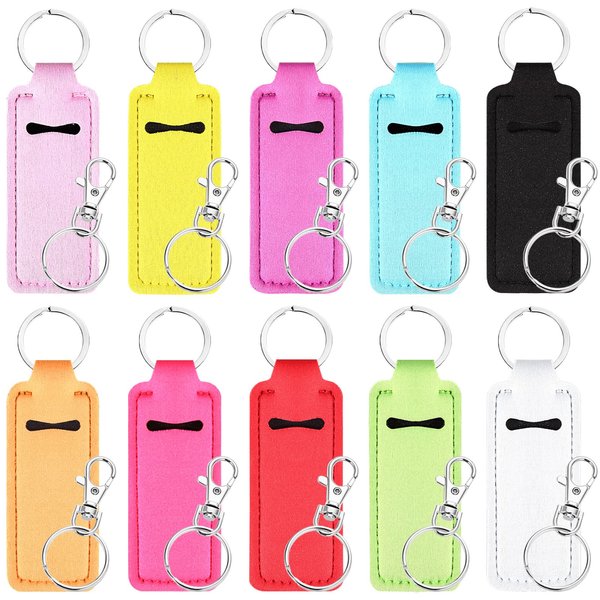 Chapstick Holder Lip Balm Sleeves Pouch Portable Lipstick Holder Bags Lip Gloss Holder Chapstick Holder With Clip for Women (Green Black etc 10)