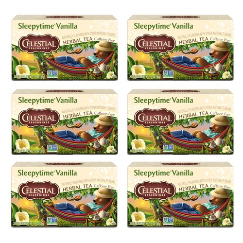 Celestial Seasonings Sleepytime Herbal Vanilla Tea, Caffeine Free, 20 Tea Bags Box, (Pack of 6)