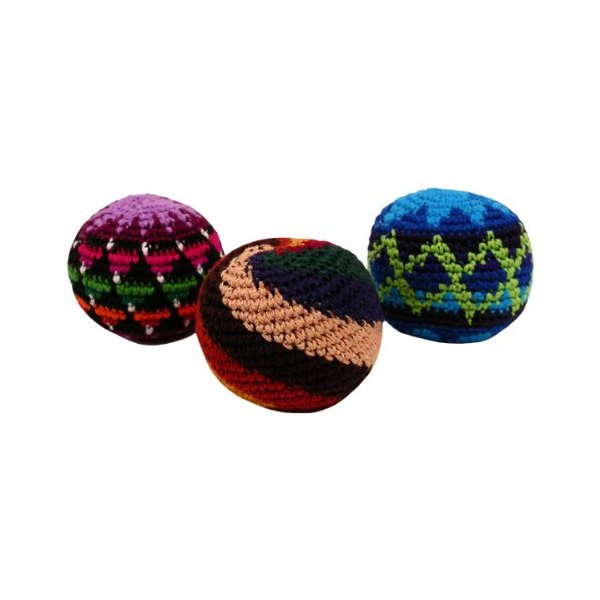 Fair Trade Hacky Sack Three Piece Set 100% Cotton Crochet Assorted